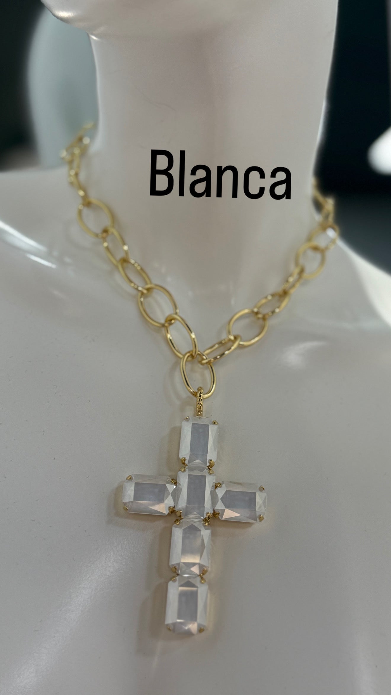 Cruz Swarovski Cadena Oro