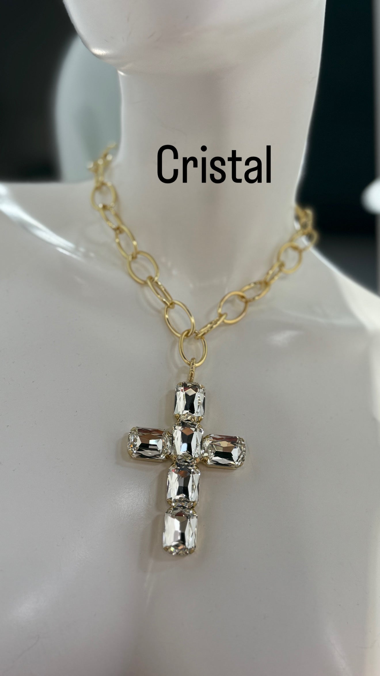 Cruz Swarovski Cadena Oro