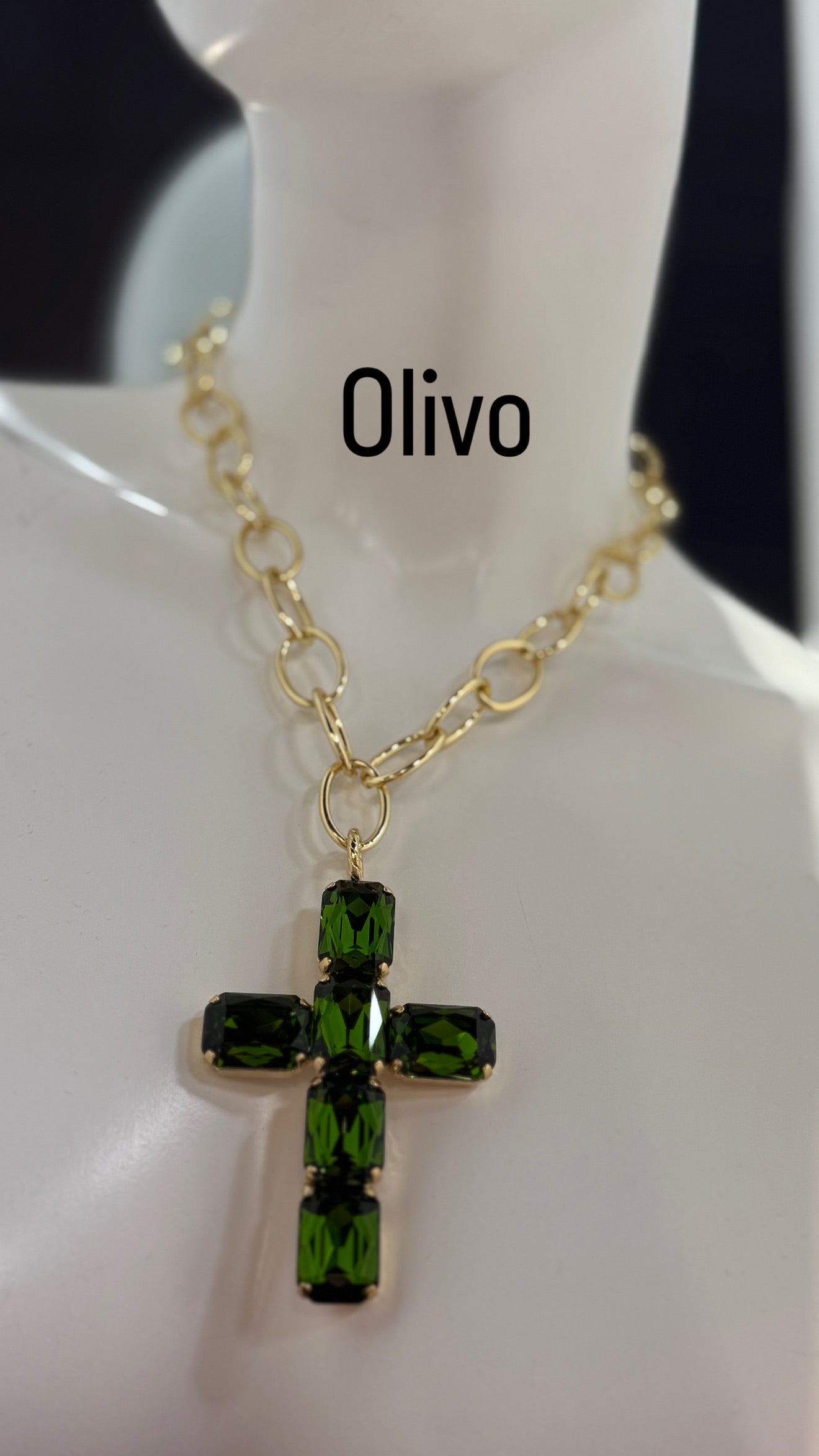 Cruz Swarovski Cadena Oro