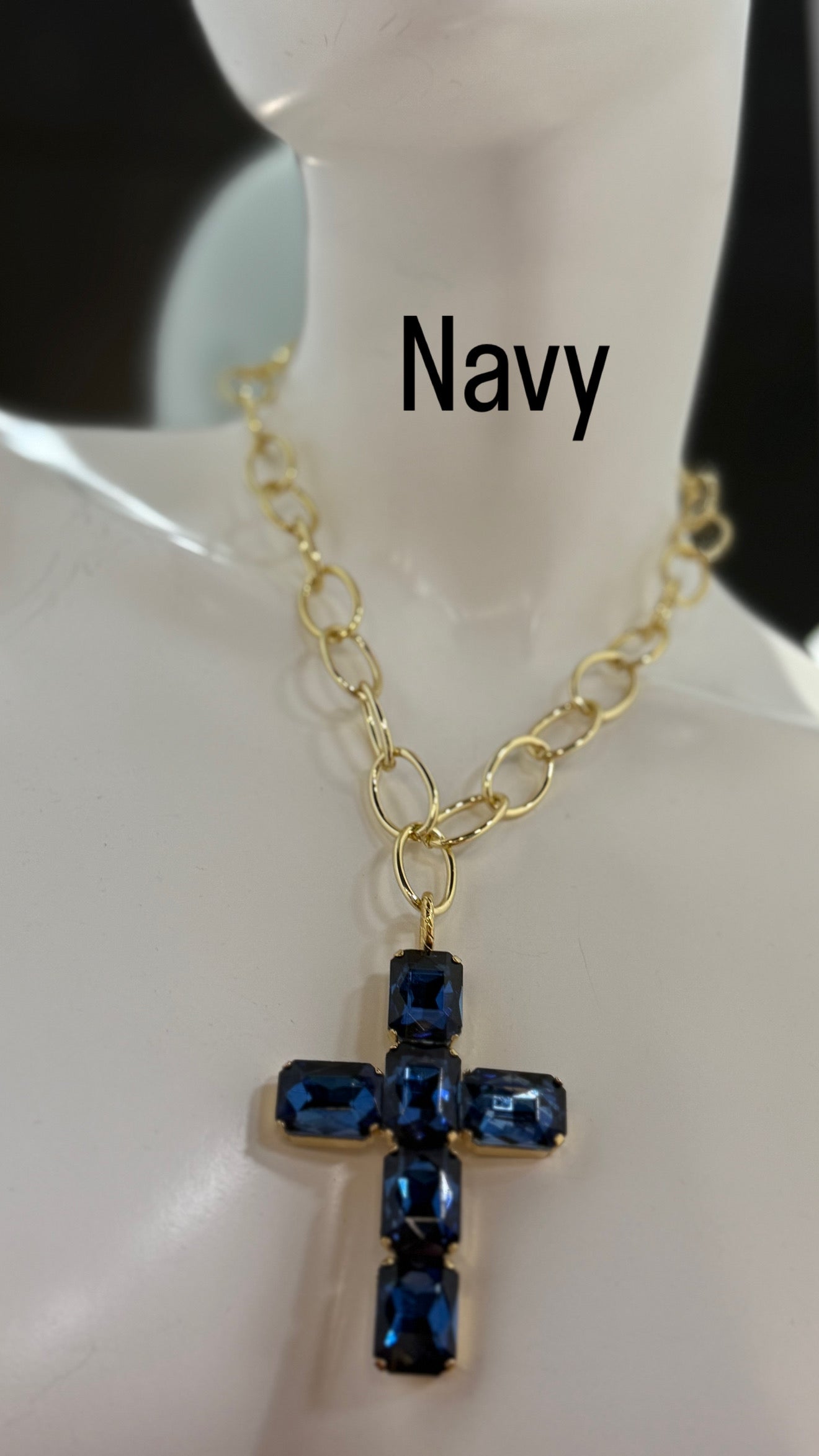 Cruz Swarovski Cadena Oro