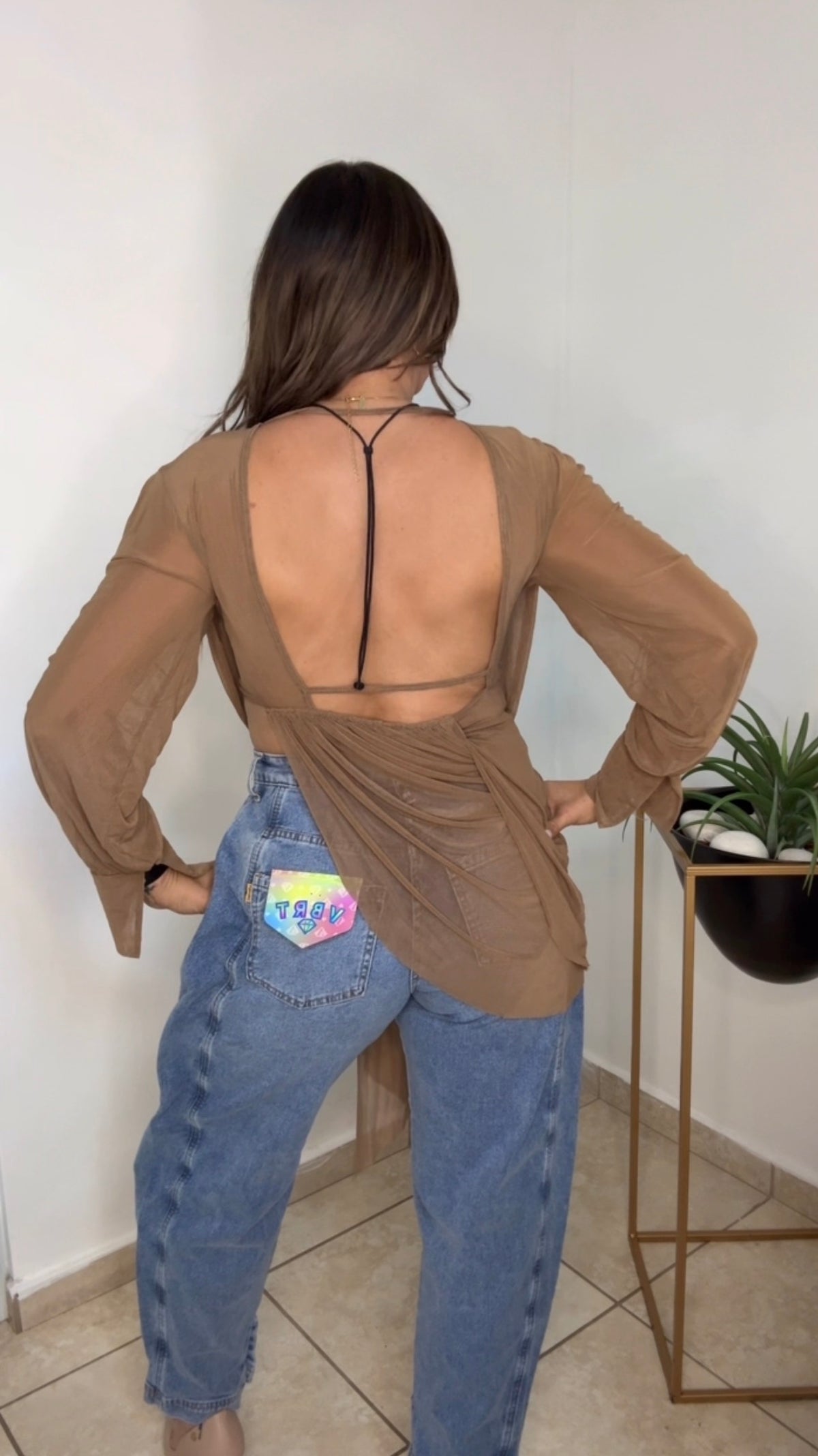 Taupe Mesh Blouse