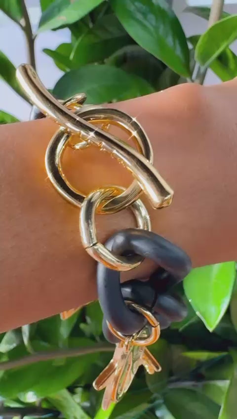 Pulsera Negra Chunk Estrellas
